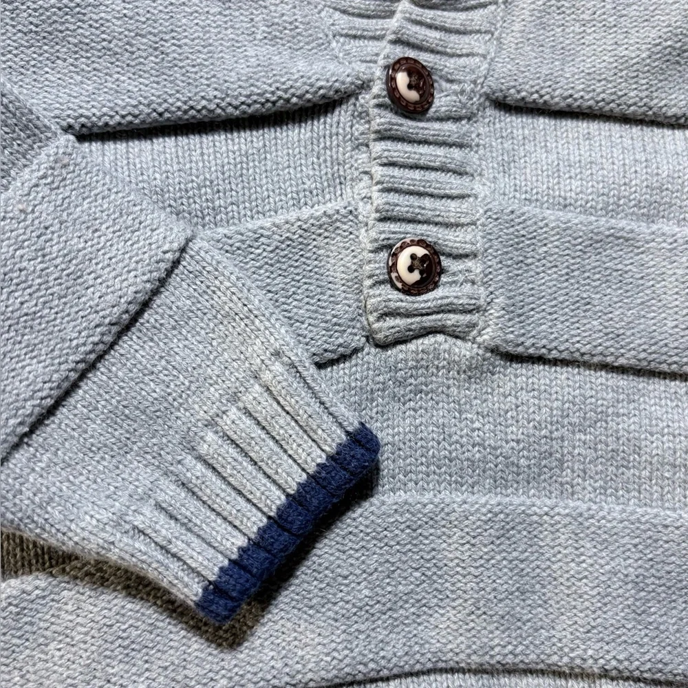 Janie and Jack Boys Textured Henley Sweater Gray Preppy Knit 12-18 Months💚